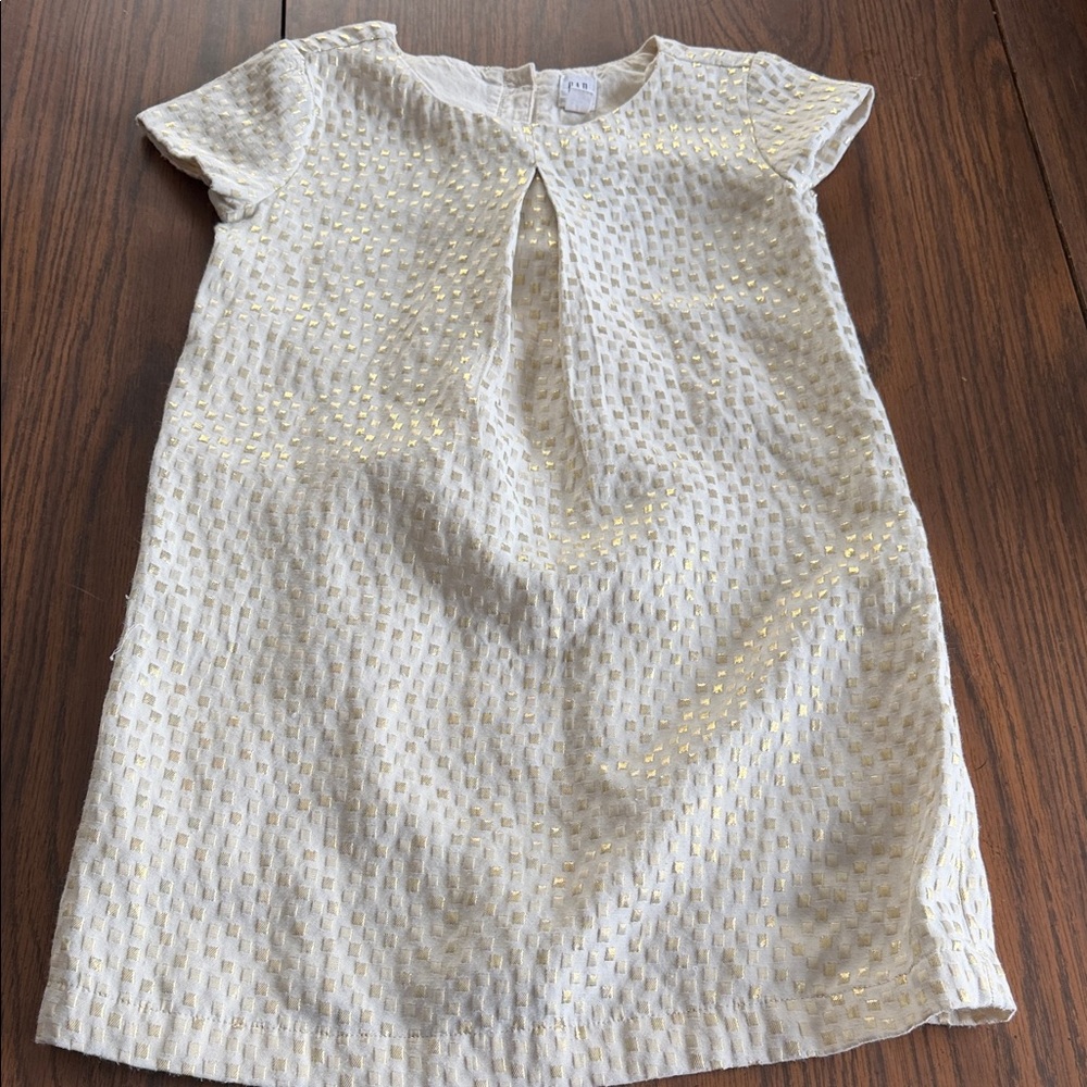 Gap Girls Cream Dress with Gold Dot Accents size Small